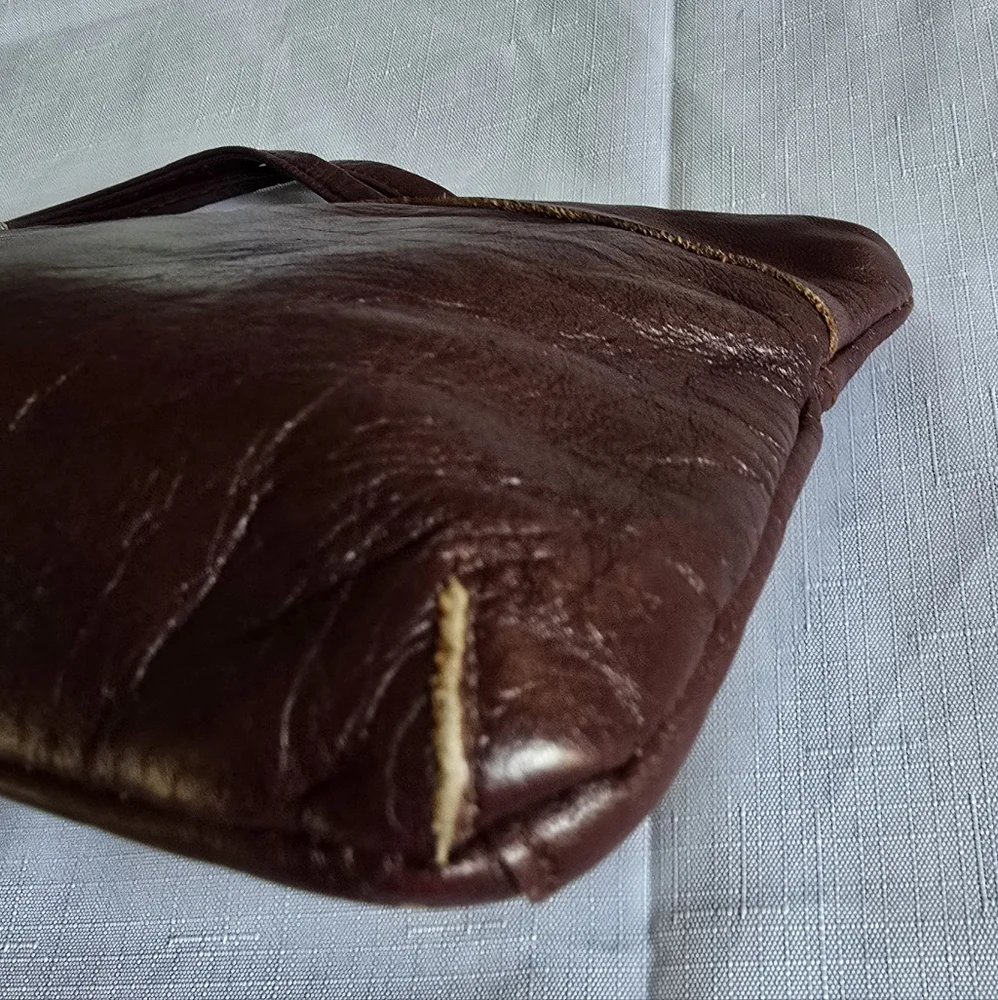 Michael Of Boston VINTAGE Handbag Burgundy Leather Small Clutch Wristlet
